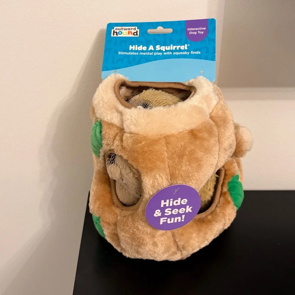 Interactive Squirrel Hideaway Plush Toy for Small Pets